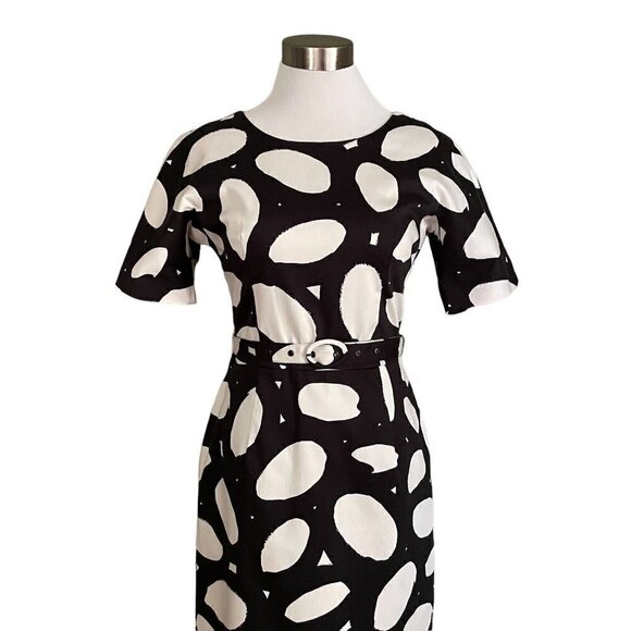 Marimekko Nada Dress Sz 34 US Womens 2 Black White Dot Print Belted Shift Modern - Picture 2 of 8